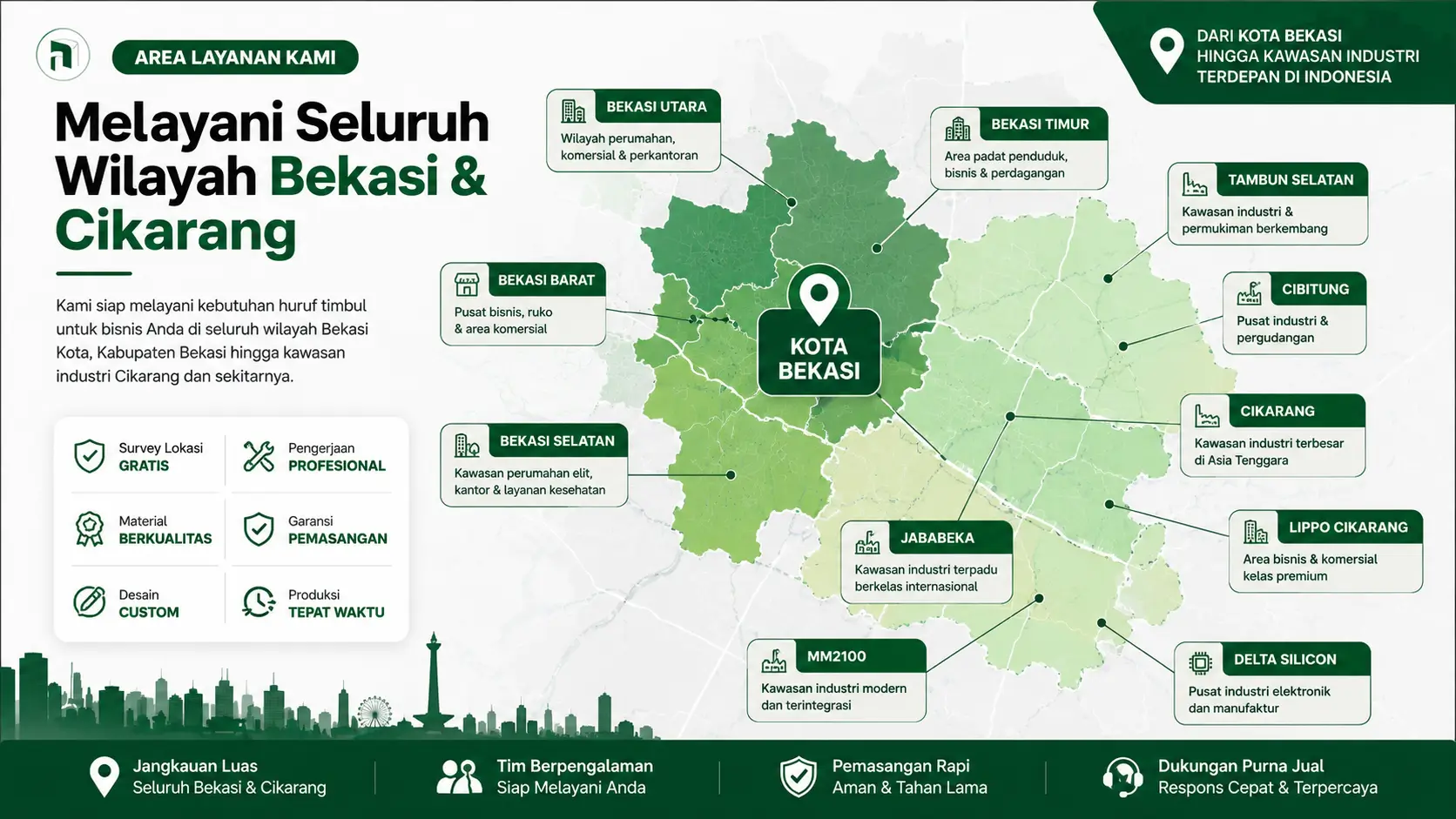 Area Layanan Jasa Huruf Timbul Bekasi