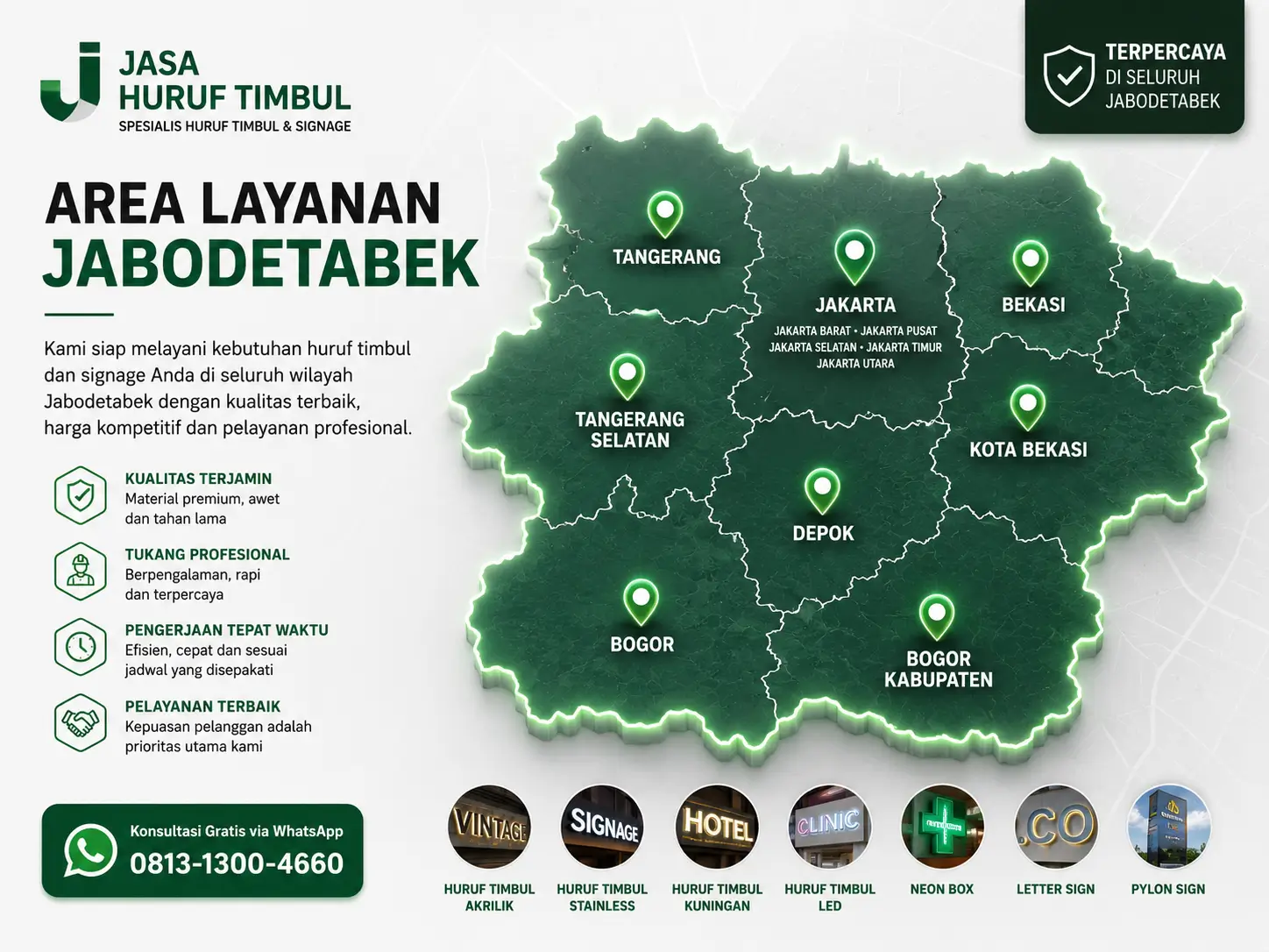 Area Layanan Jasa Huruf Timbul