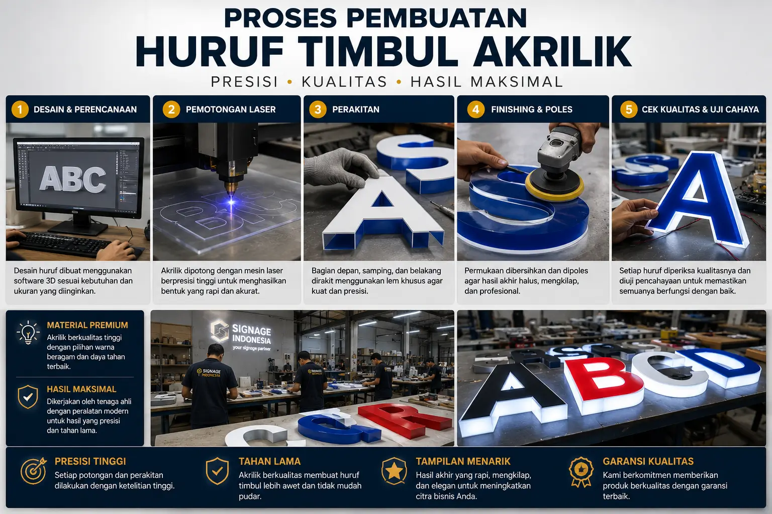 Proses Produksi Huruf Timbul Akrilik