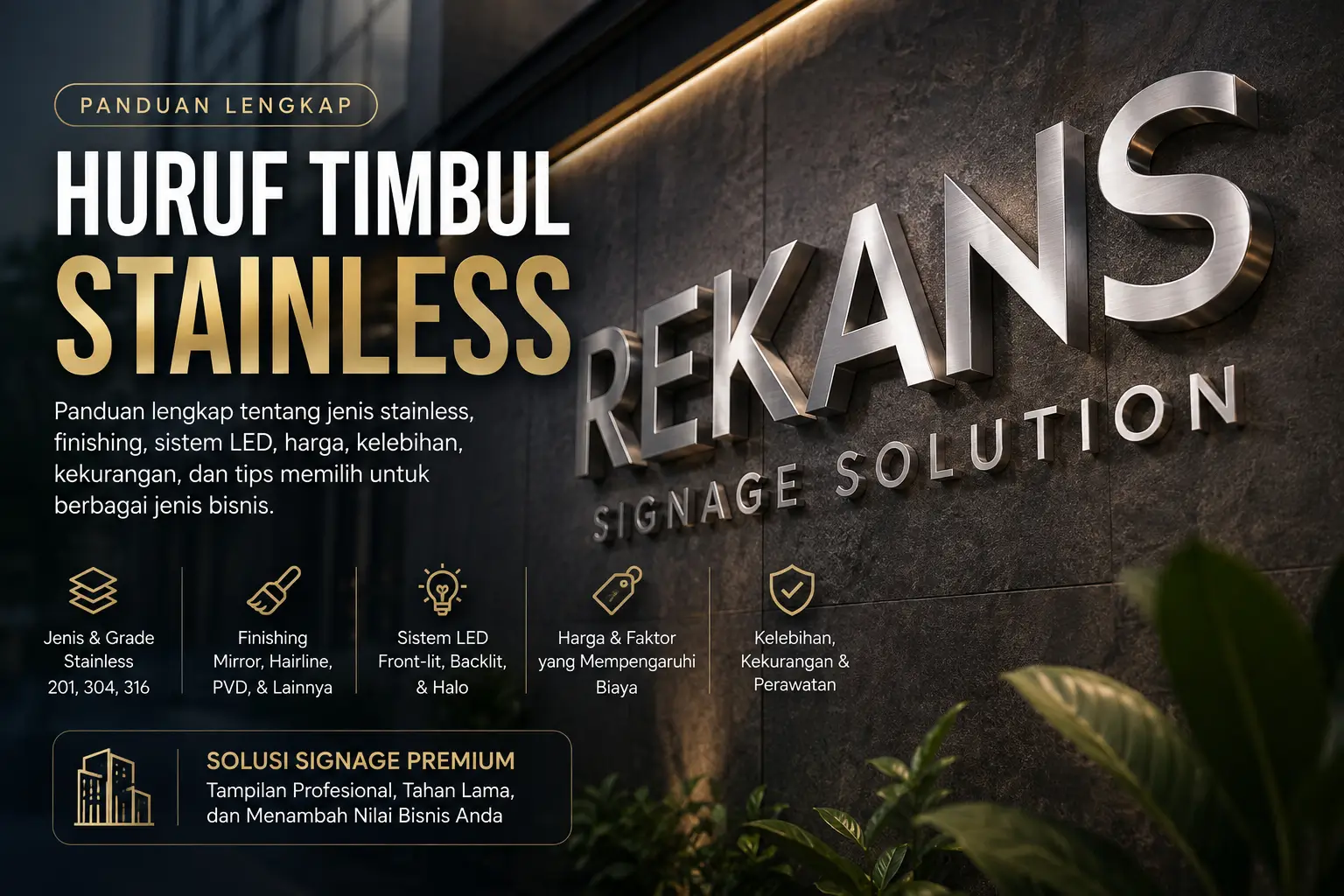 Huruf Timbul Stainless: Panduan Lengkap Jenis, Finishing, Harga