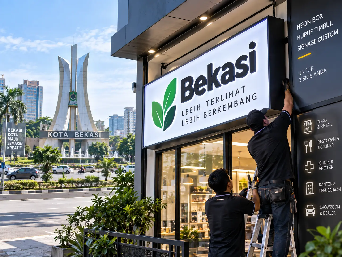 Jasa neon box Bekasi untuk toko dan bisnis dengan pencahayaan LED