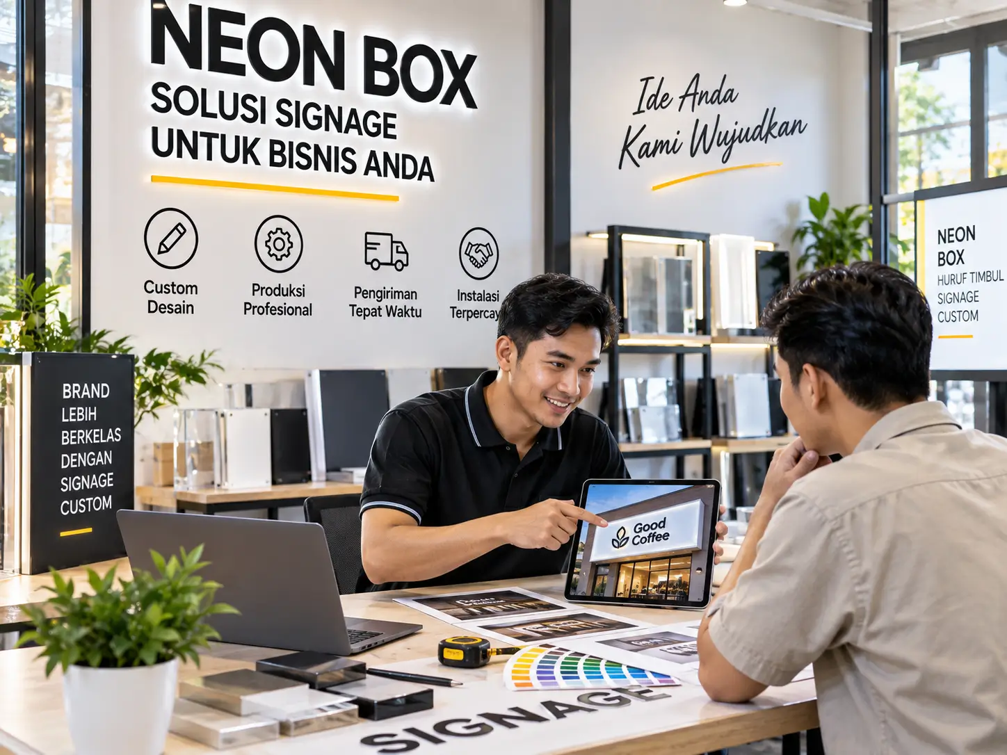 Pembuatan neon box custom untuk toko dan bisnis