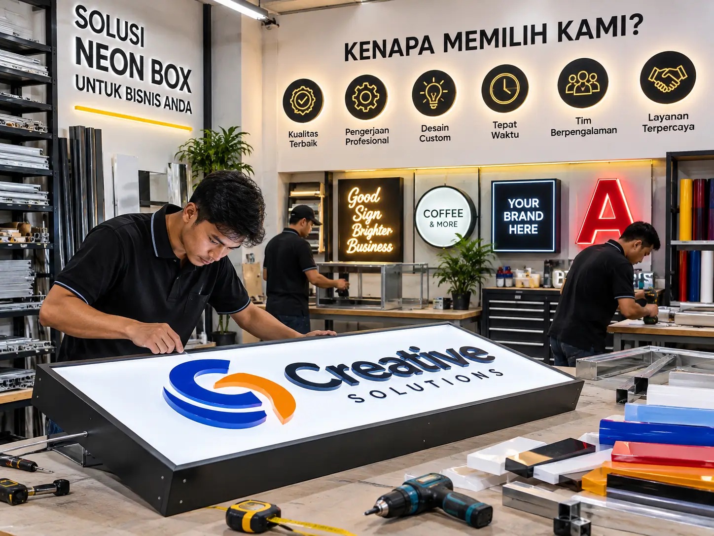 Proses produksi neon box custom untuk kebutuhan signage bisnis