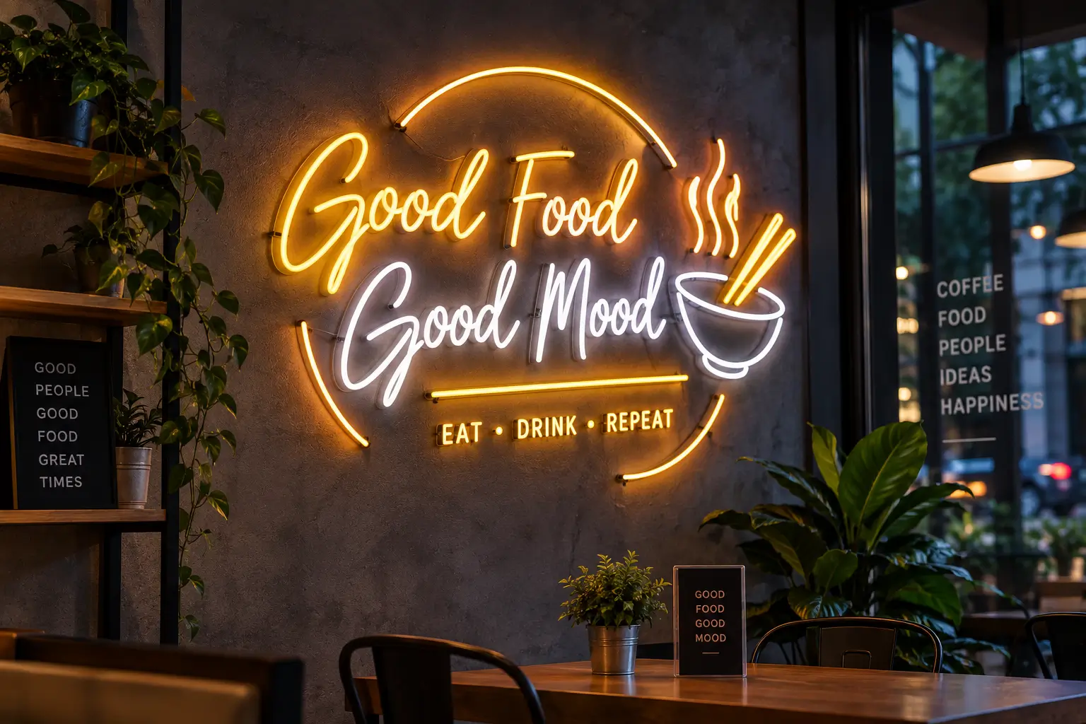Neon sign custom bercahaya untuk branding interior dan eksterior